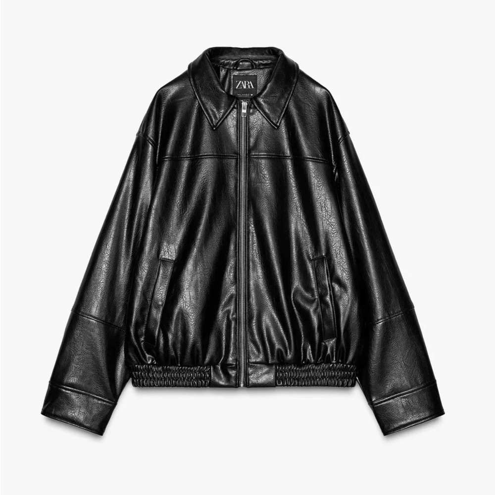 Zara Shiny Black Leather-Style Jacket